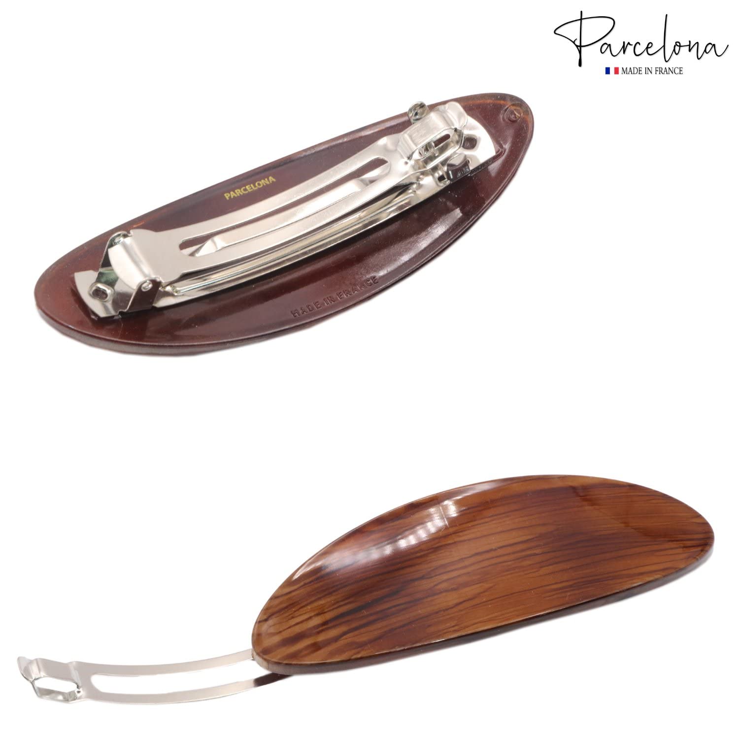 Parcelona French Oval Large 4" Cellulose Automatic Hair Barrette for Women