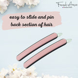 French Amie Rounded Oblong Small Cellulose No Metal Hair Slide Barrettes(2 Pcs)