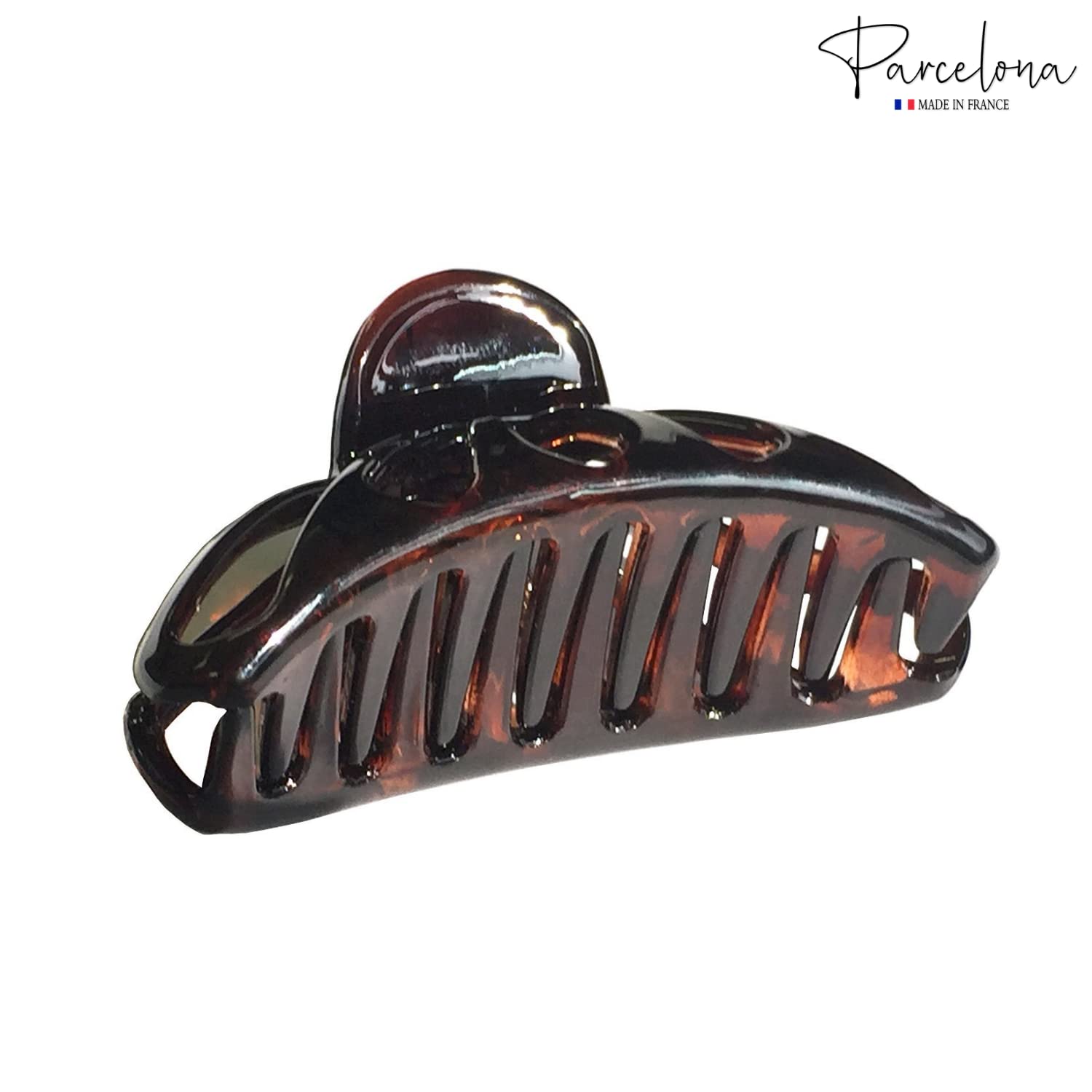 Parcelona French Rain Drop Large 2 Pcs Shell & Black Cellulose Jaw Hair Claw