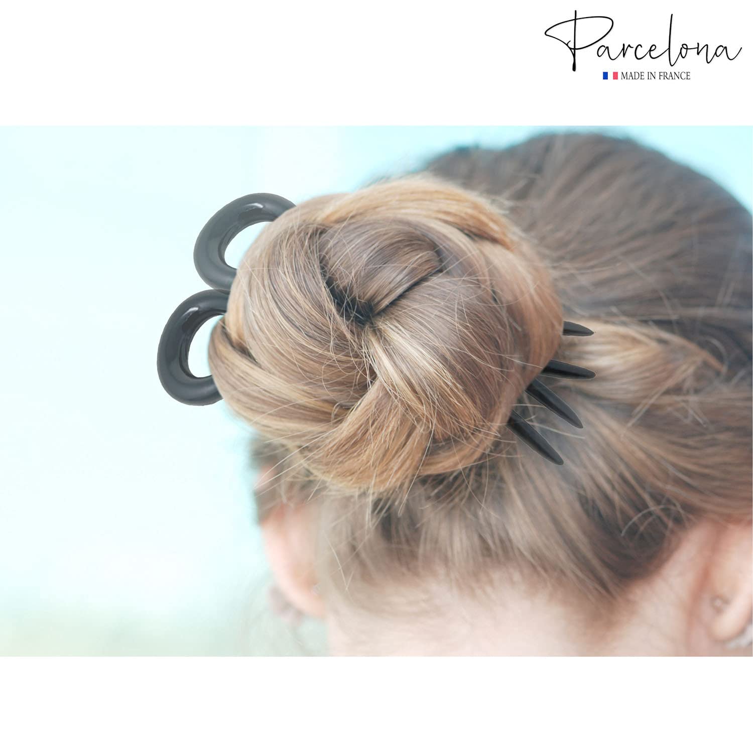 Parcelona French Mystic Large 3" Cellulose Chignon U Shaped Hair Pins(Set of 2)