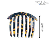 French Amie 7 Teeth Handmade Celluloid Side Hair Comb for Women and Girls