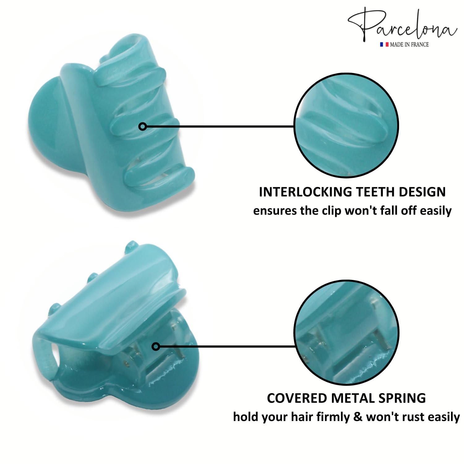 Parcelona French Chic Duo Small 1 1/4" Cellulose Hair Claw for Women and Girls