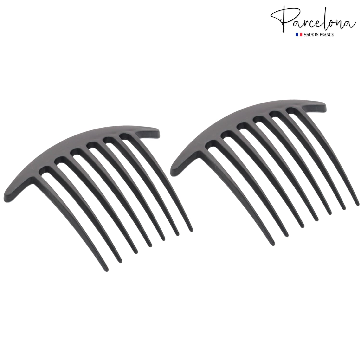 Parcelona French Basic 7 Teeth Large Celluloid Side Hair Combs for Women(2 Pcs)