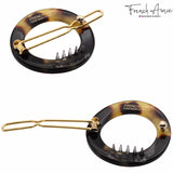 French Amie Mini Circle 1 ¼” Hair Clip - Snap Tige Boule Women Barrette Set Of 2