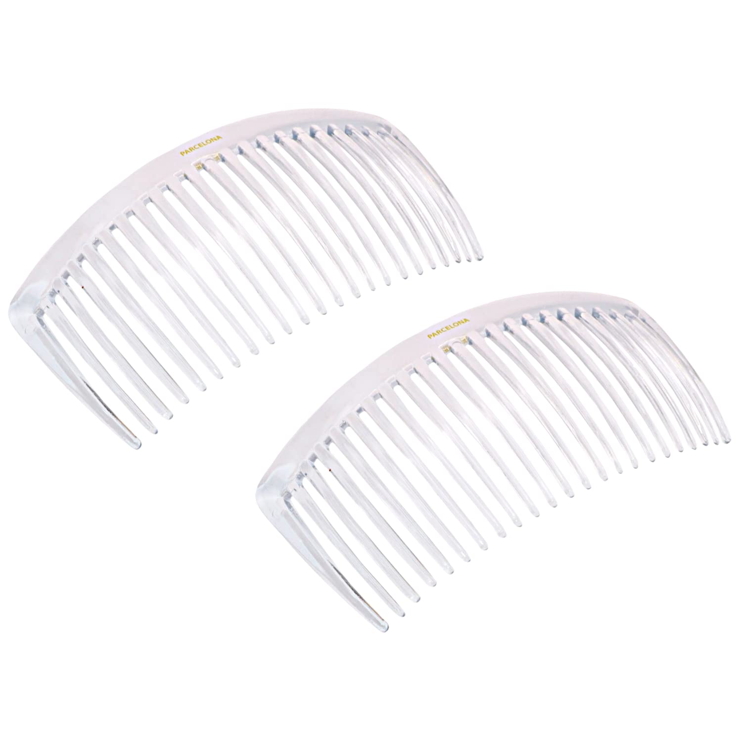 Parcelona French Glossy Large Cellulose Updo 23 Teeth Hair Side Combs(2 Pcs)