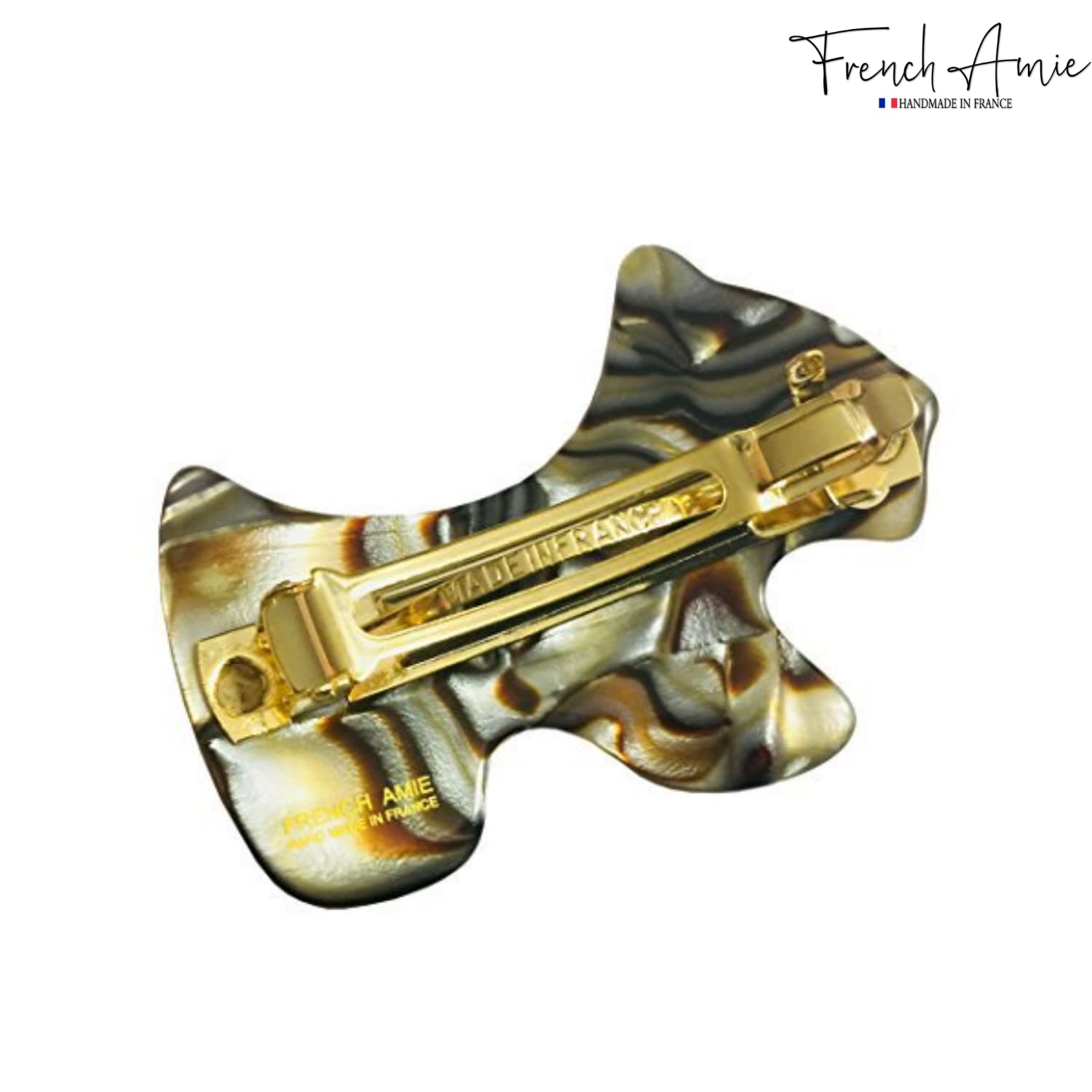 French Amie Scottish Dog Puppy 2" Small Cellulose Handmade Hair Barrette