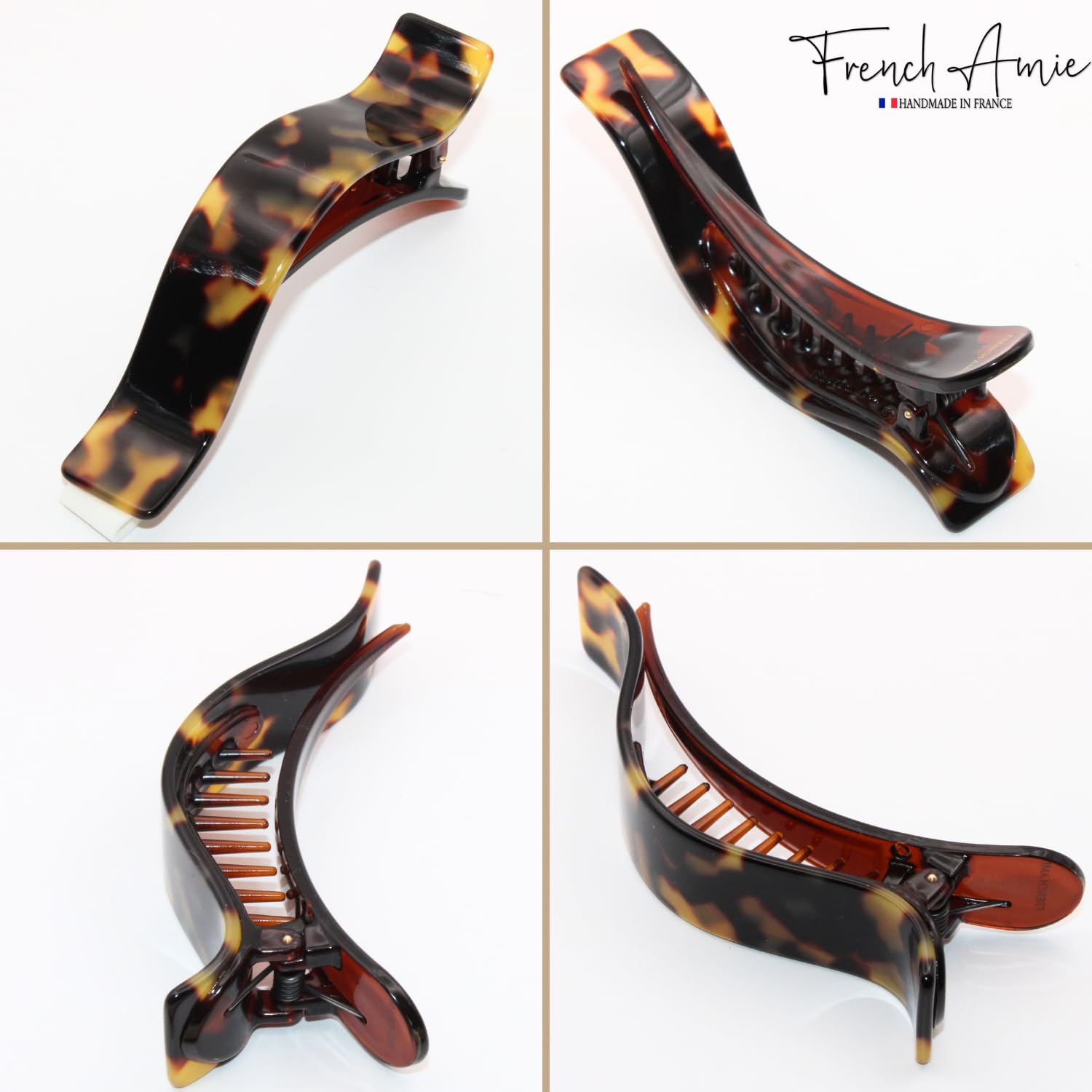 French Amie Duckbill Style Curved Rectangle Hair Claw – Women Girls Hair Clip