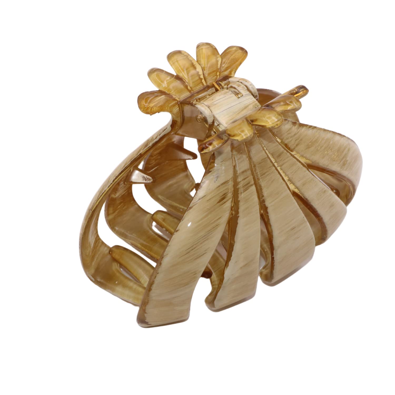 Parcelona French Fleur Medium 3.25" Wide Teeth Cellulose Hair Claw for Women