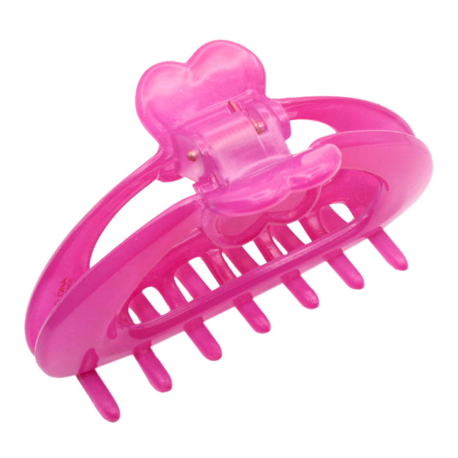Parcelona French Heart-Shaped Medium Cellulose Hair Claw for Women and Girls
