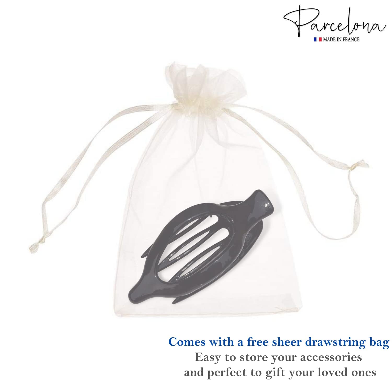 Parcelona French Wide Beak Large Cellulose Side Slide-In Hair Claw for Women
