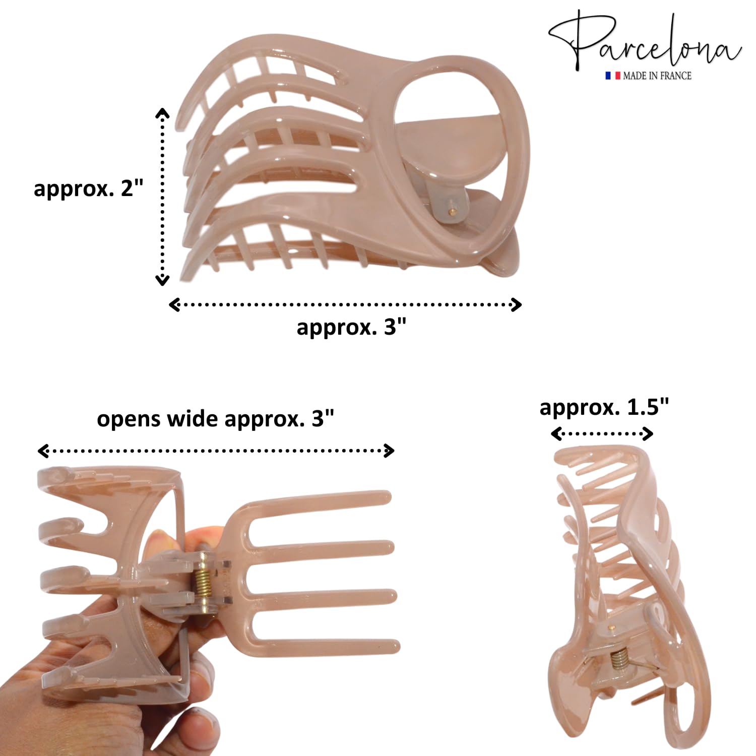 Parcelona French Curvy Oval Paw Medium Cellulose Hair Claw for Women and girls