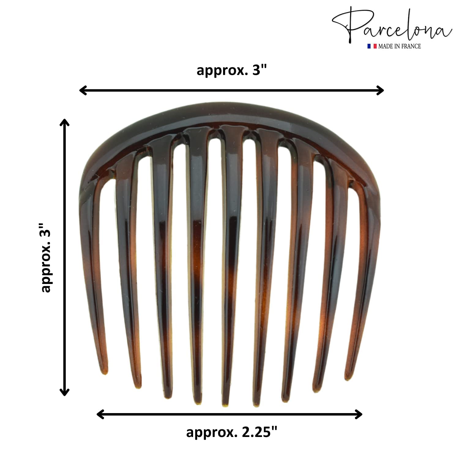 Parcelona French Smooth Edge Cellulose Acetate Hair Side Combs for Women (2 Pcs)