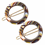 French Amie Mini Circle 1 ¼” Hair Clip - Snap Tige Boule Women Barrette Set Of 2