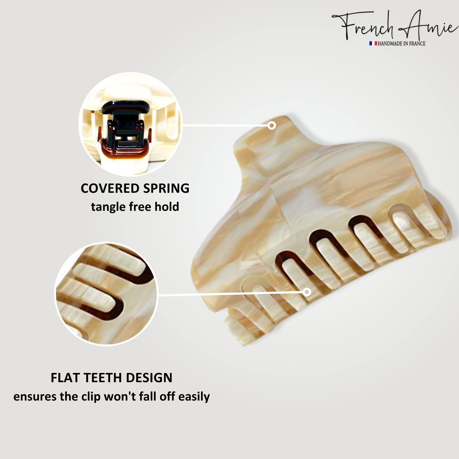 French Amie Tubular Wide Large Handmade Cellulose Jaw Hair Claw for Women