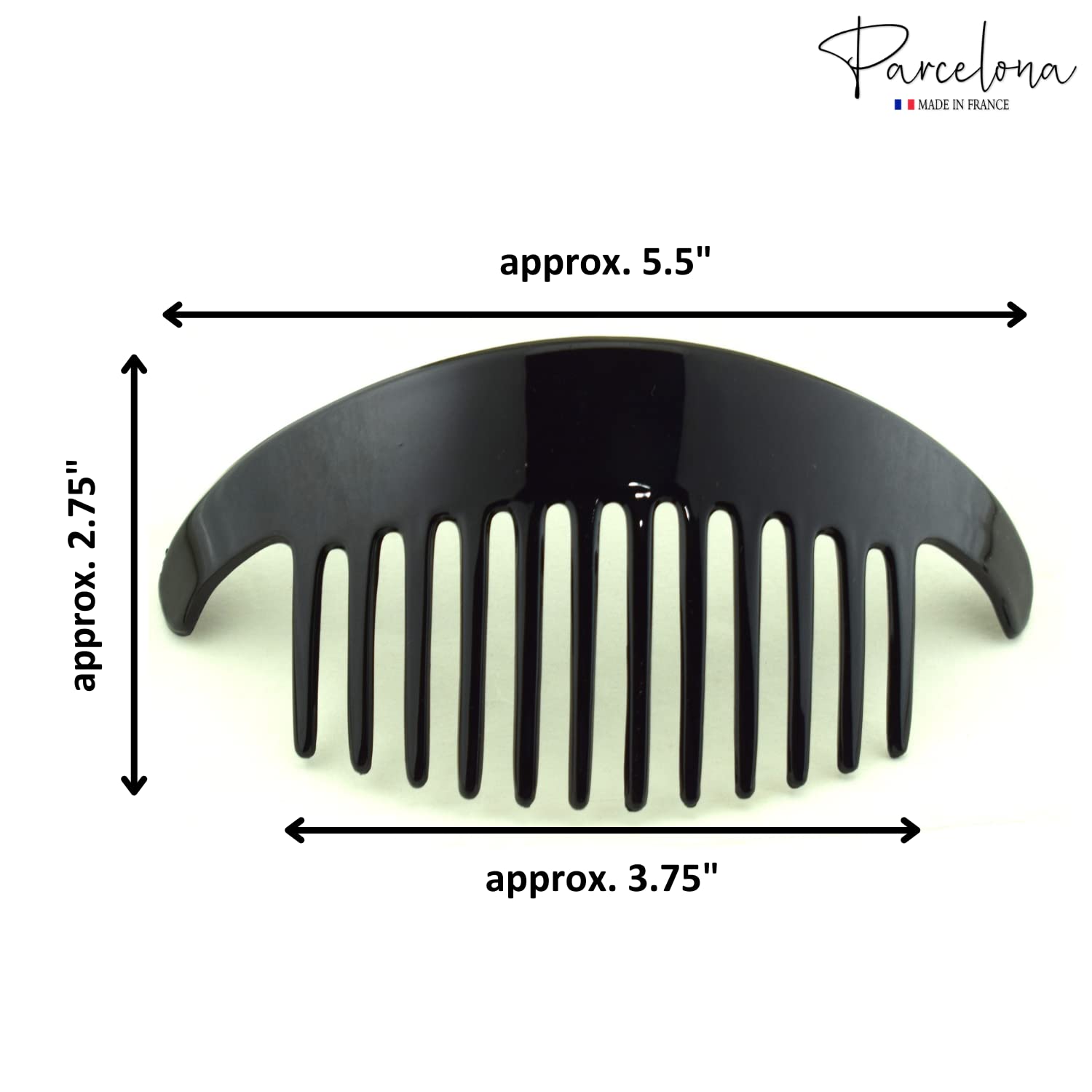 Parcelona French Alice Large Cellulose 12 Teeth Side Hair Combs for Women 2 Pcs