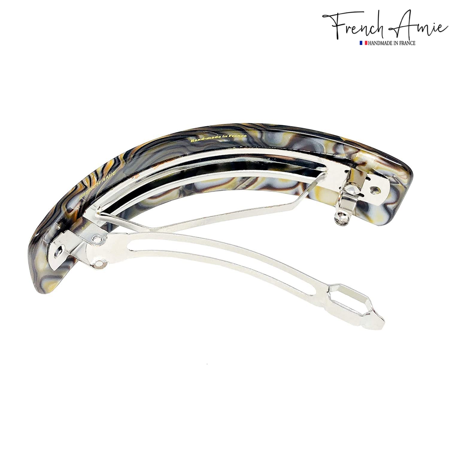 French Amie Curved Large 3 ¾” Handmade Celluloid Volume Hair Barrette for Women