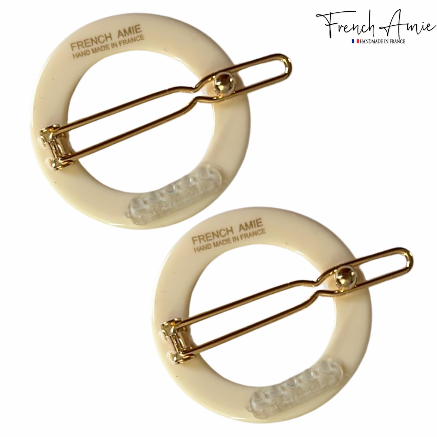 French Amie Mini Circle 1 ¼” Hair Clip - Snap Tige Boule Women Barrette Set Of 2