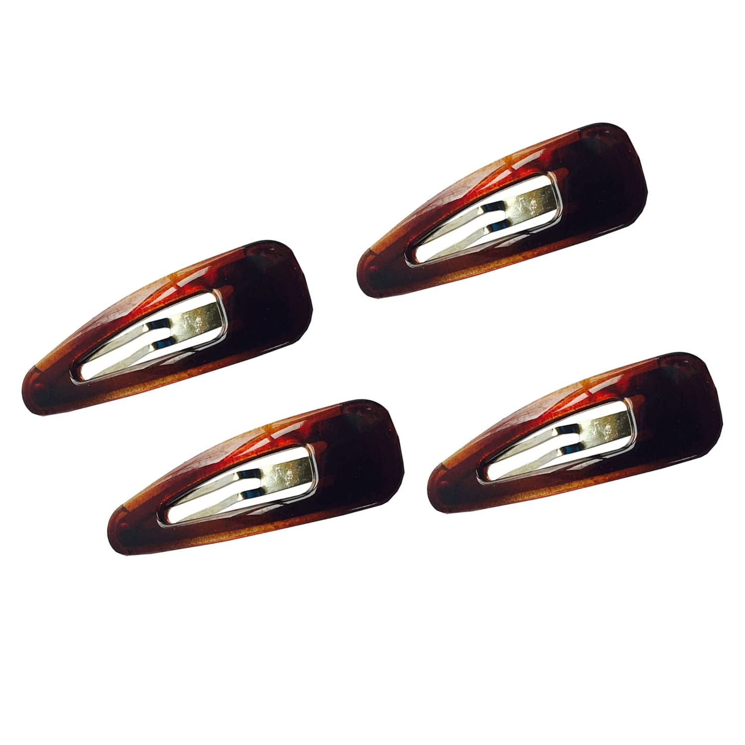Parcelona French Small Tortoise Shell Cellulose Snap Hair Pins for Women(4 Pcs)