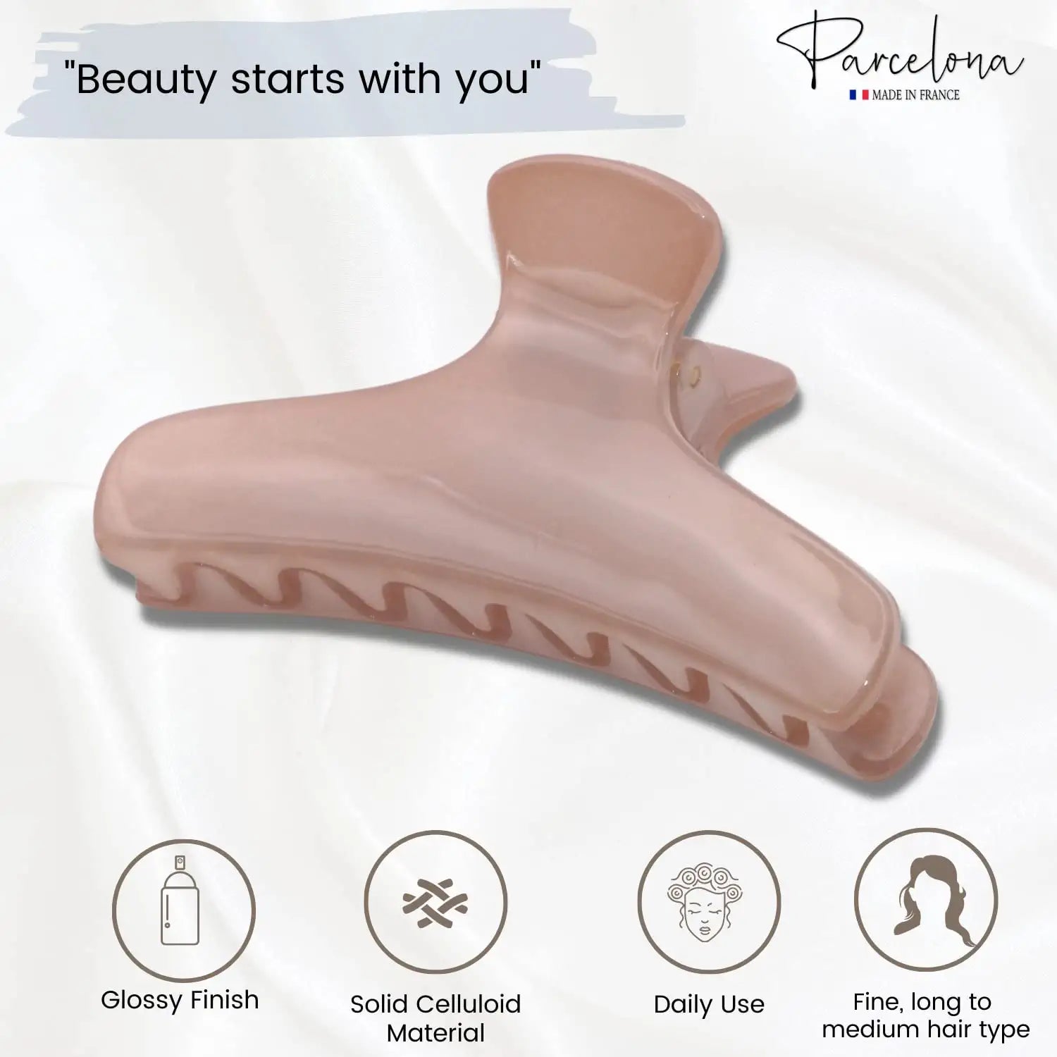 Parcelona French Flat Salon Style Medium 3 1/4" Cellulose Hair Claw for Women