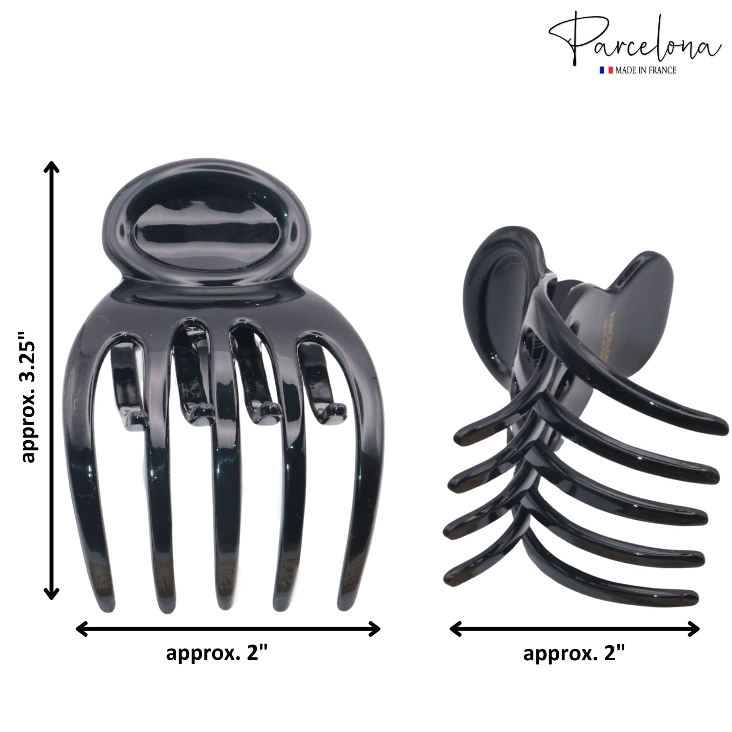 Parcelona French Basic Curved Paw Medium Cellulose Yoga Hair Claw for Women