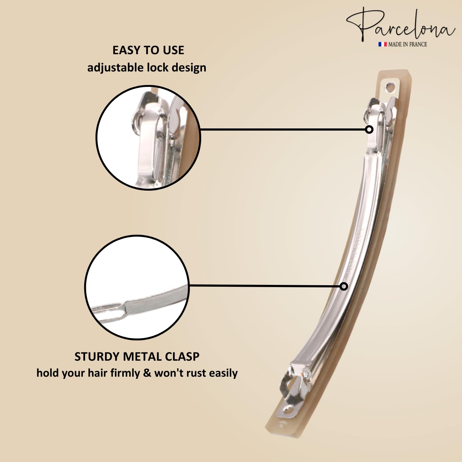 Parcelona French Long and Thin Large Cellulose Hair Barrette for Women and Girls