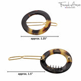French Amie Mini Circle 1 ¼” Hair Clip - Snap Tige Boule Women Barrette Set Of 2
