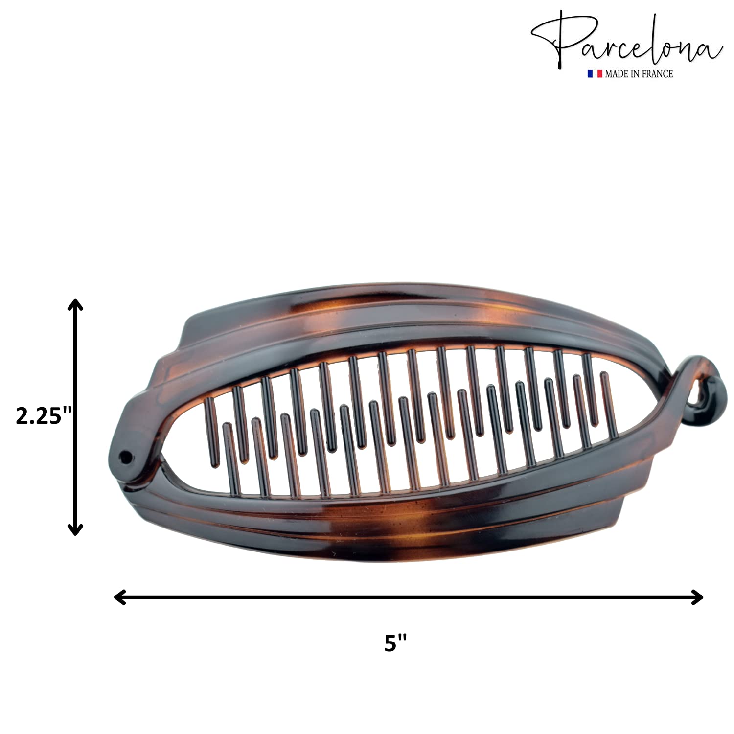 Parcelona French Broad Brown & Black Large 5" set of 2 Hair Clips for Women