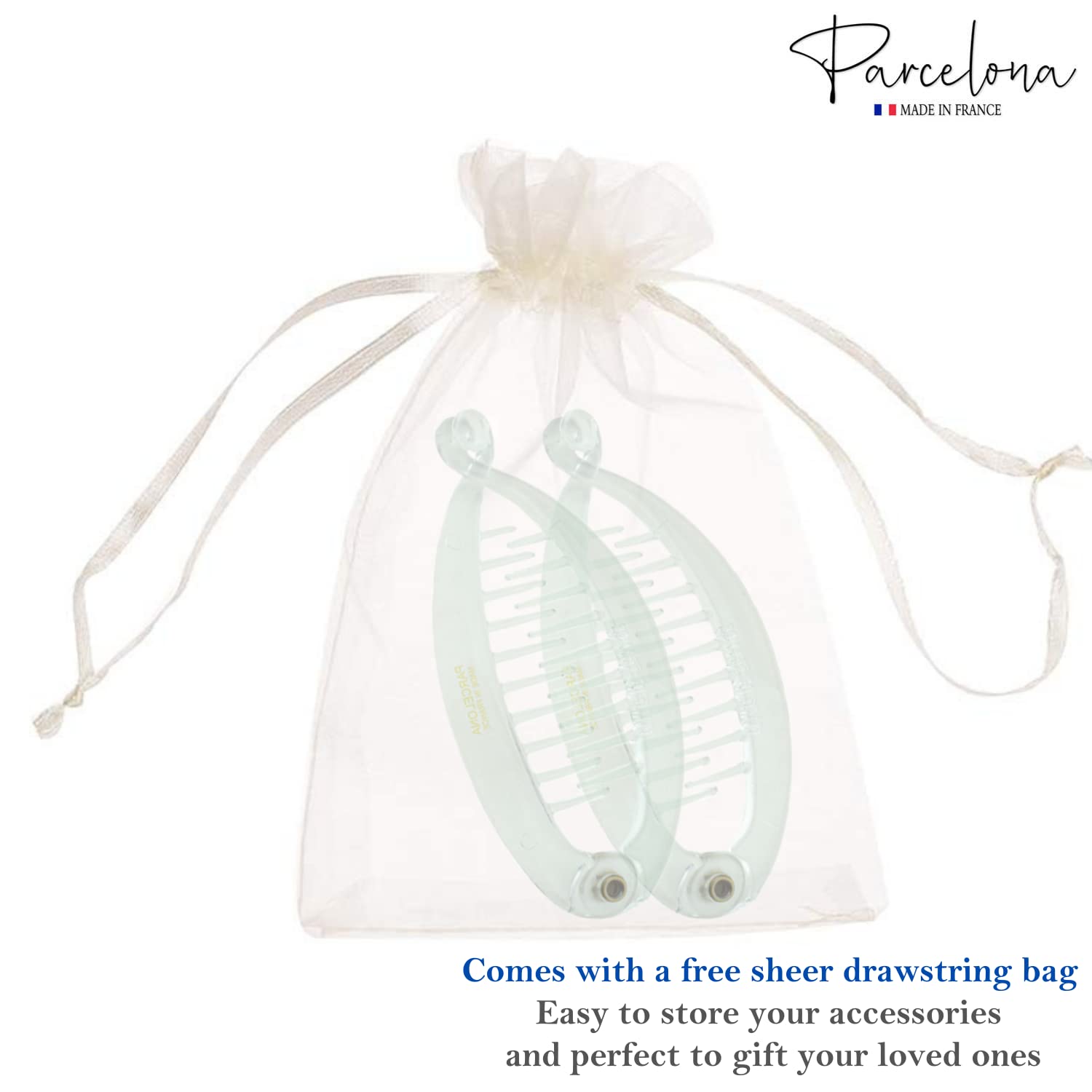 Parcelona French Effortless Mini Small Cellulose Banana Hair Clips(2 Pcs)
