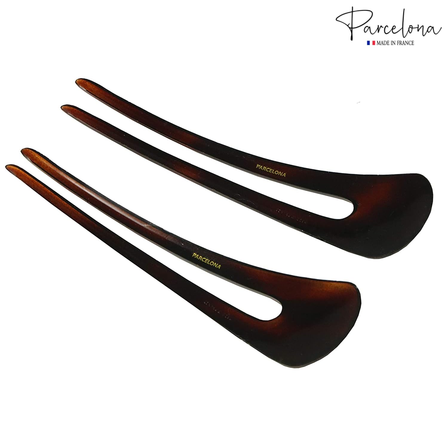 Parcelona French Long Duo Large Cellulose Chignon Hair Bun Pins for Women(2 Pcs)