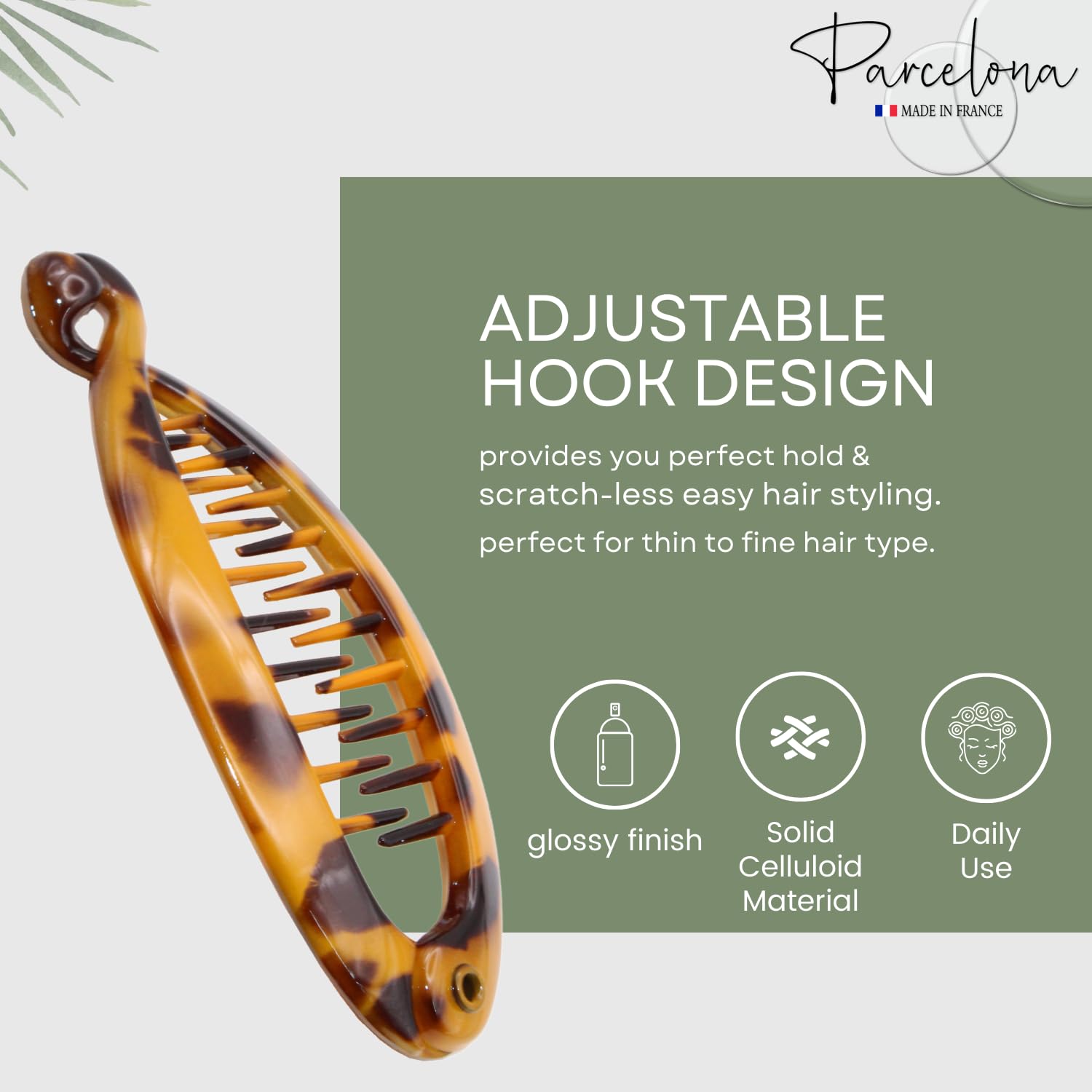 Parcelona French Effortless Mini Small Cellulose Banana Hair Clips(2 Pcs)