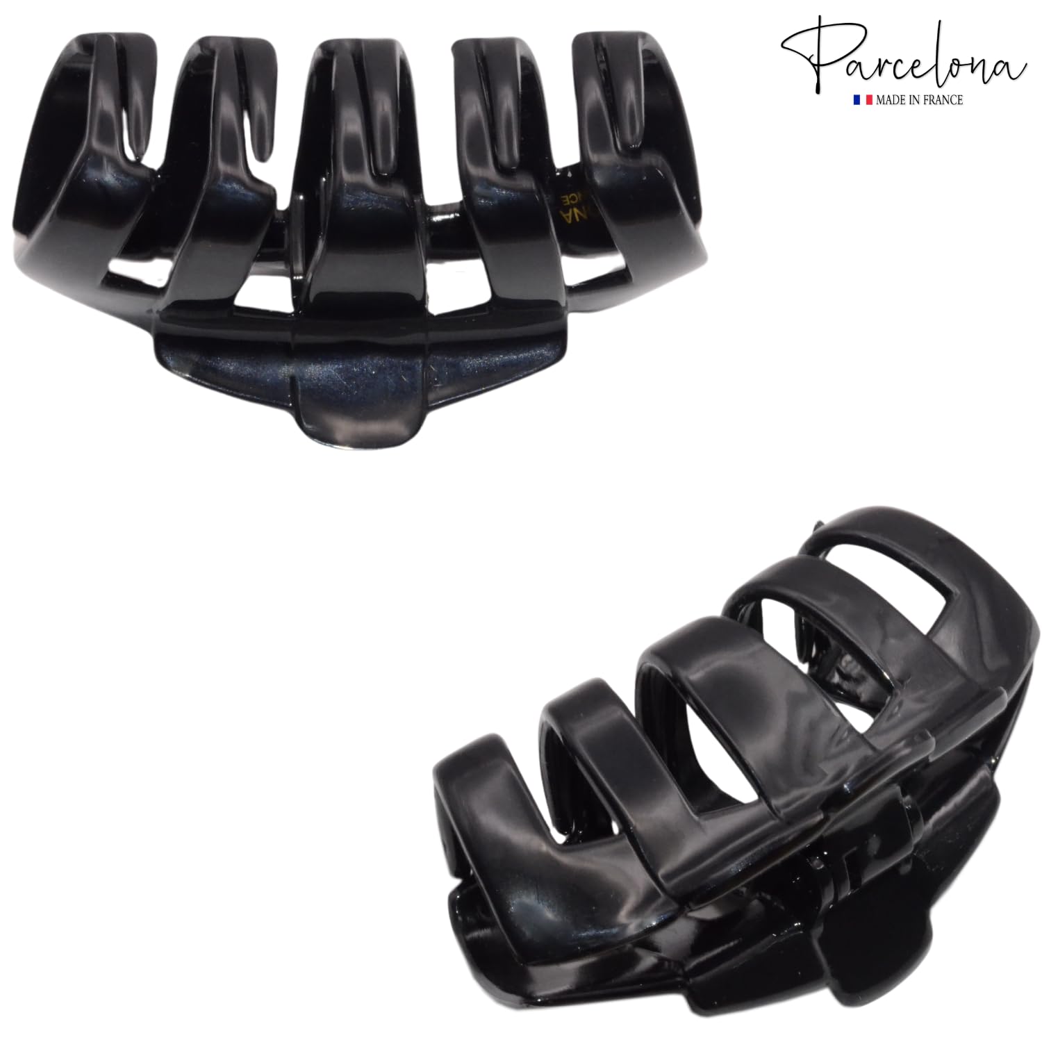 Parcelona French Tubular Large Cellulose Covered Spring Jaw Hair Claw for Women