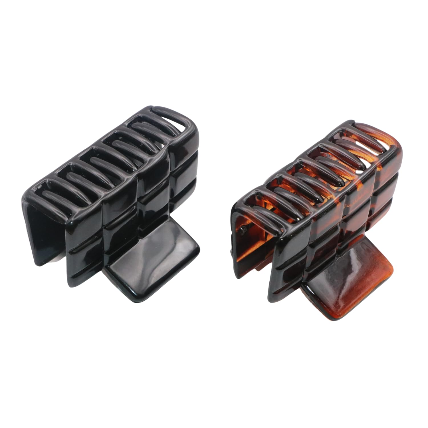 Parcelona French Checkered Small Cellulose Jaw Hair Claw Clamps for Women(2 Pcs)