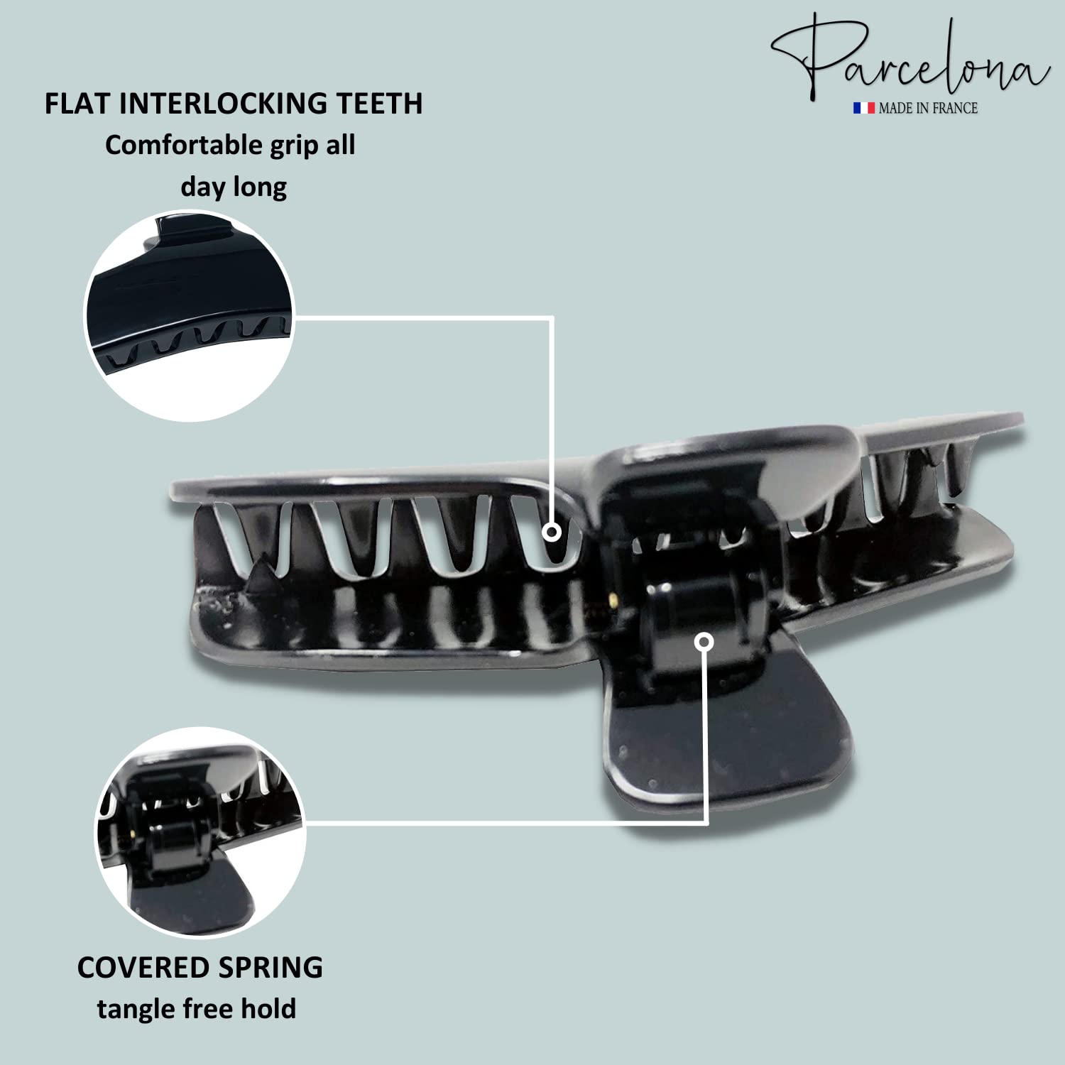 Parcelona French Flat Large 4” Salon Style Cellulose Jaw Hair Claw for Women