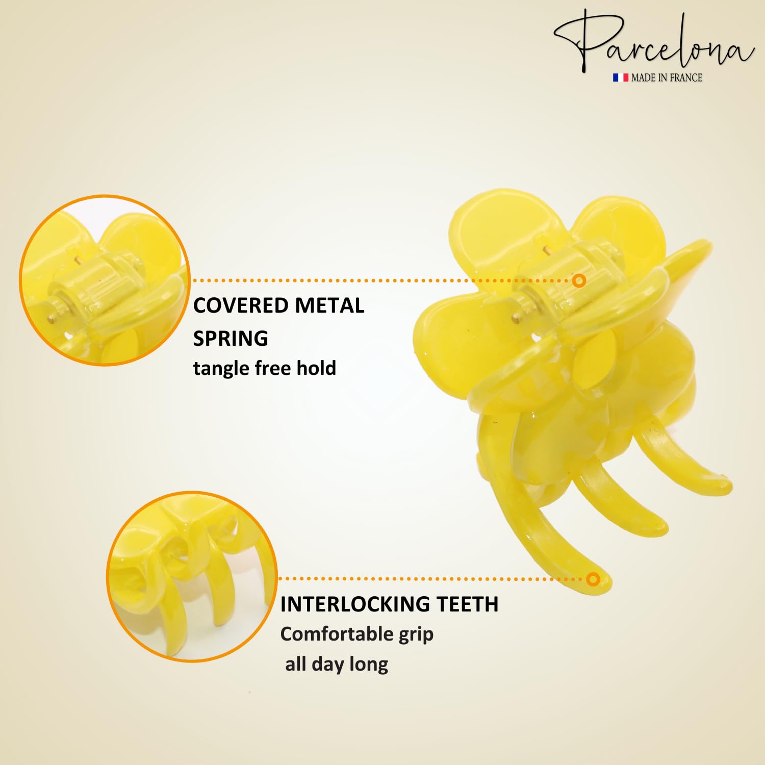 Parcelona French Classic Mini Yellow N Purple Cellulose Hair Claws for Women