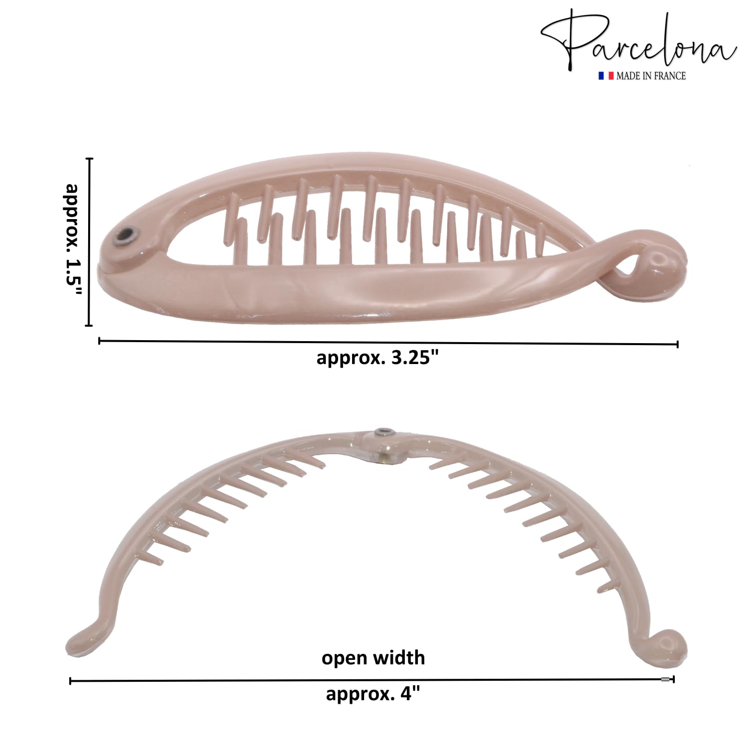 Parcelona French Effortless Mini Small Cellulose Banana Hair Clips(2 Pcs)