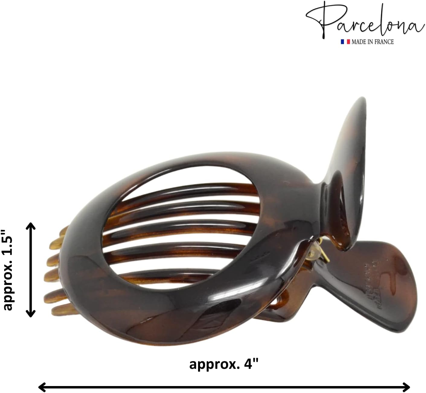 Parcelona French Large Round Shell Hair Side Slider Secure Grip Hinge Claw Clip