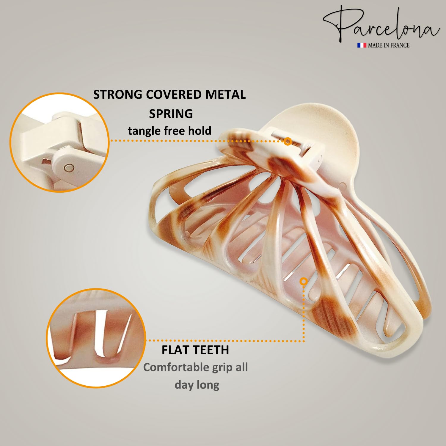 Parcelona French Rain Drop 4" Large Cellulose Jaw Hair Claw for Women