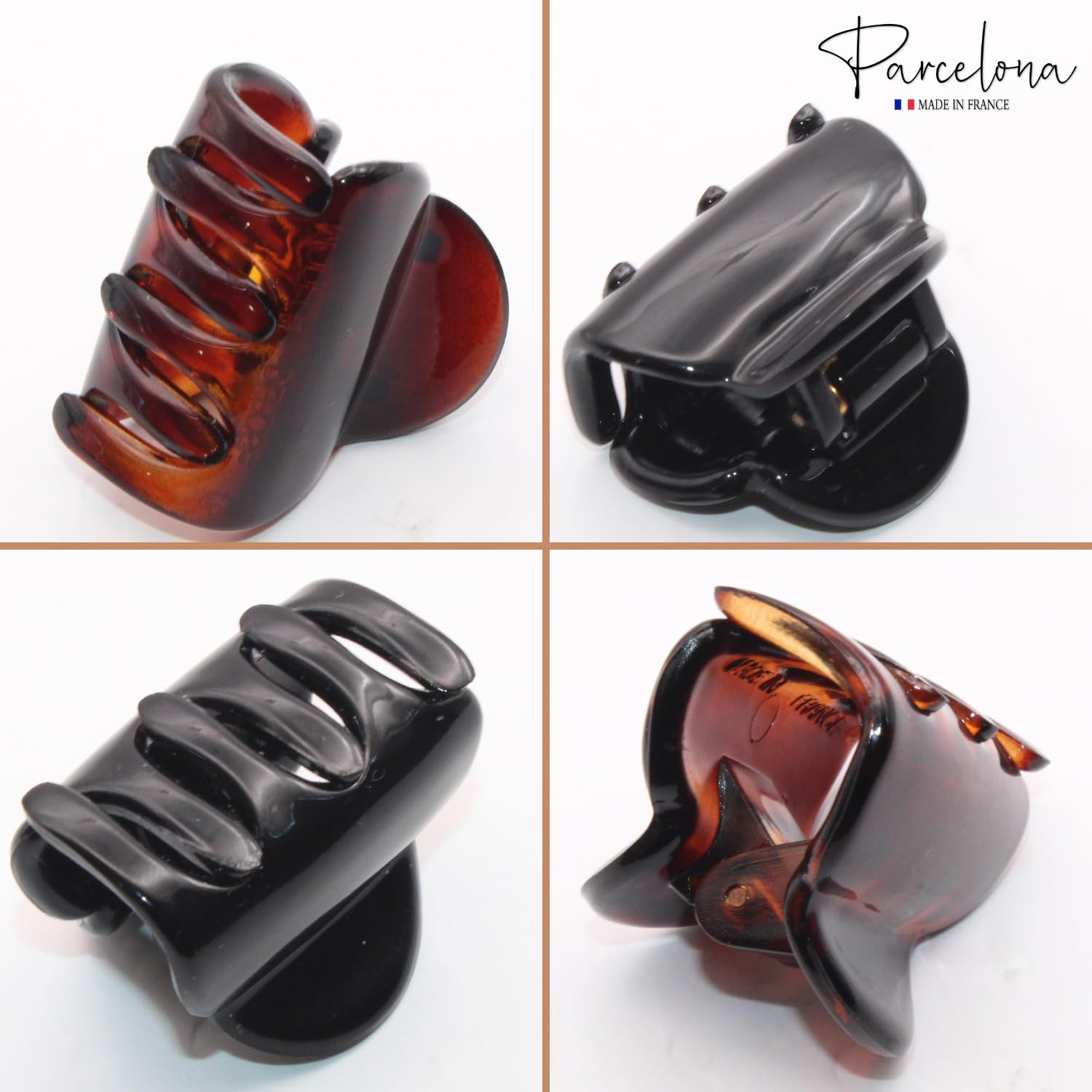 Parcelona French Chic Duo Small 1 1/4" Cellulose Hair Claw for Women and Girls