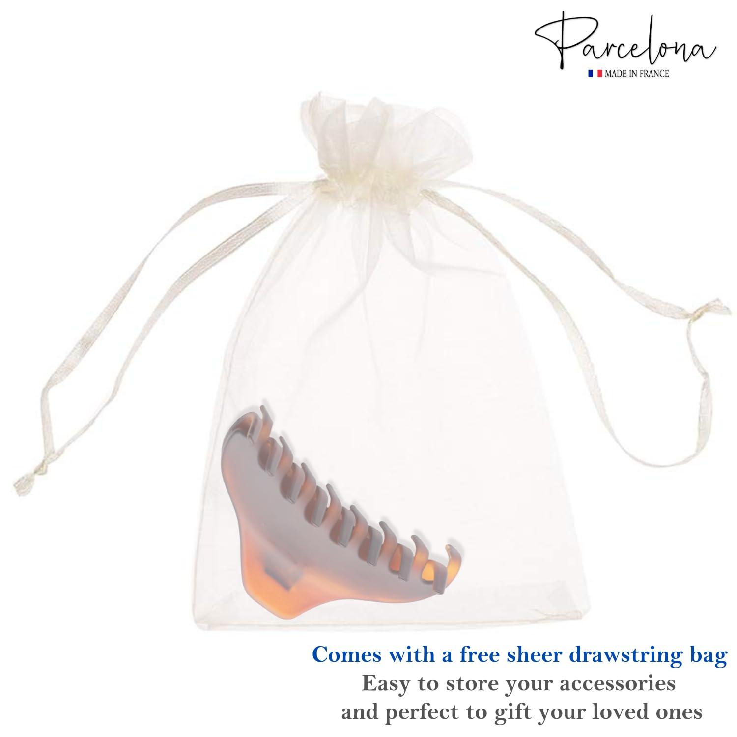 Parcelona French Boss Thin 3 1/2" Medium Cellulose Jaw Hair Claw for Women