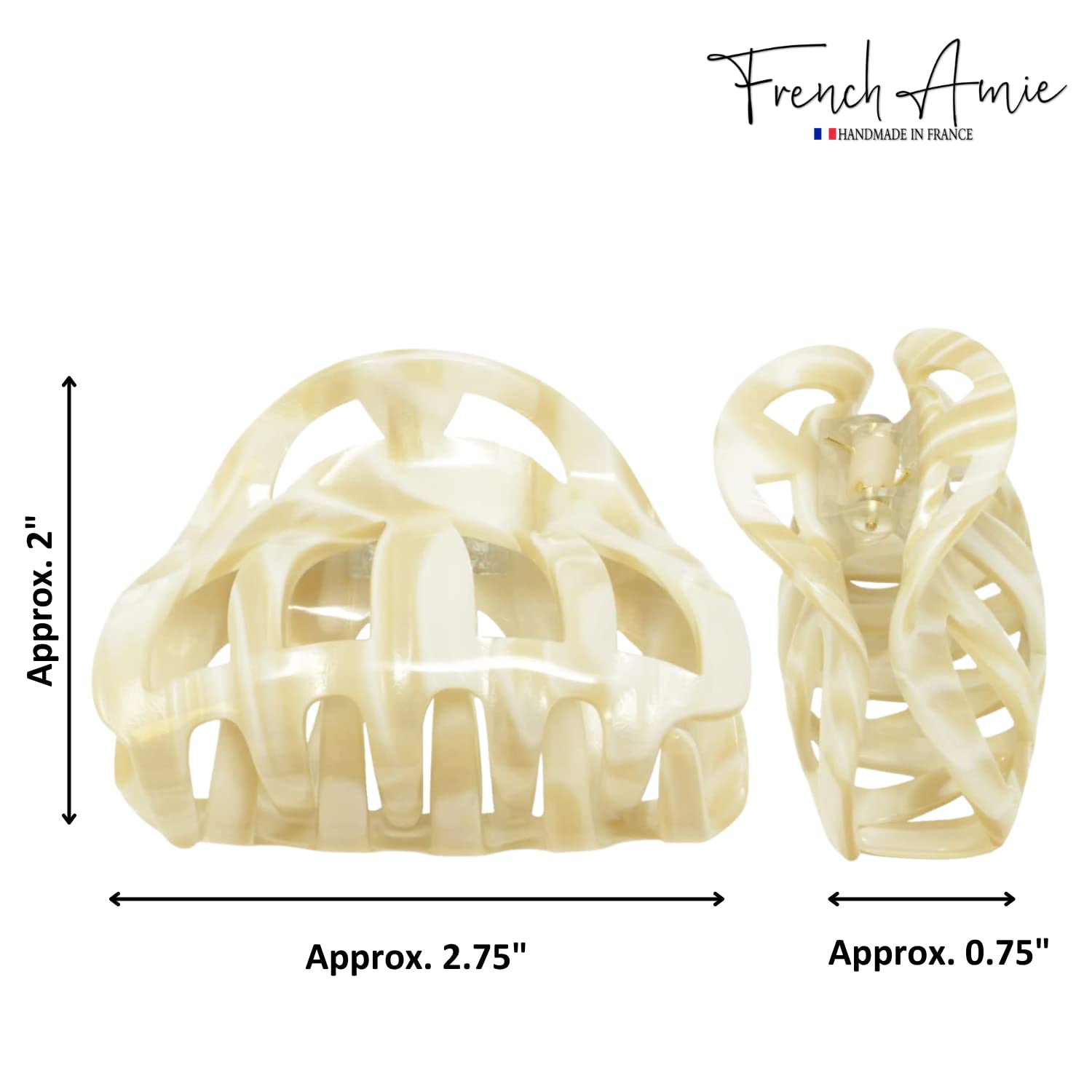 French Amie Hump Small 2 3/4" Cellulose Handmade Jaw Hair Claw Clip