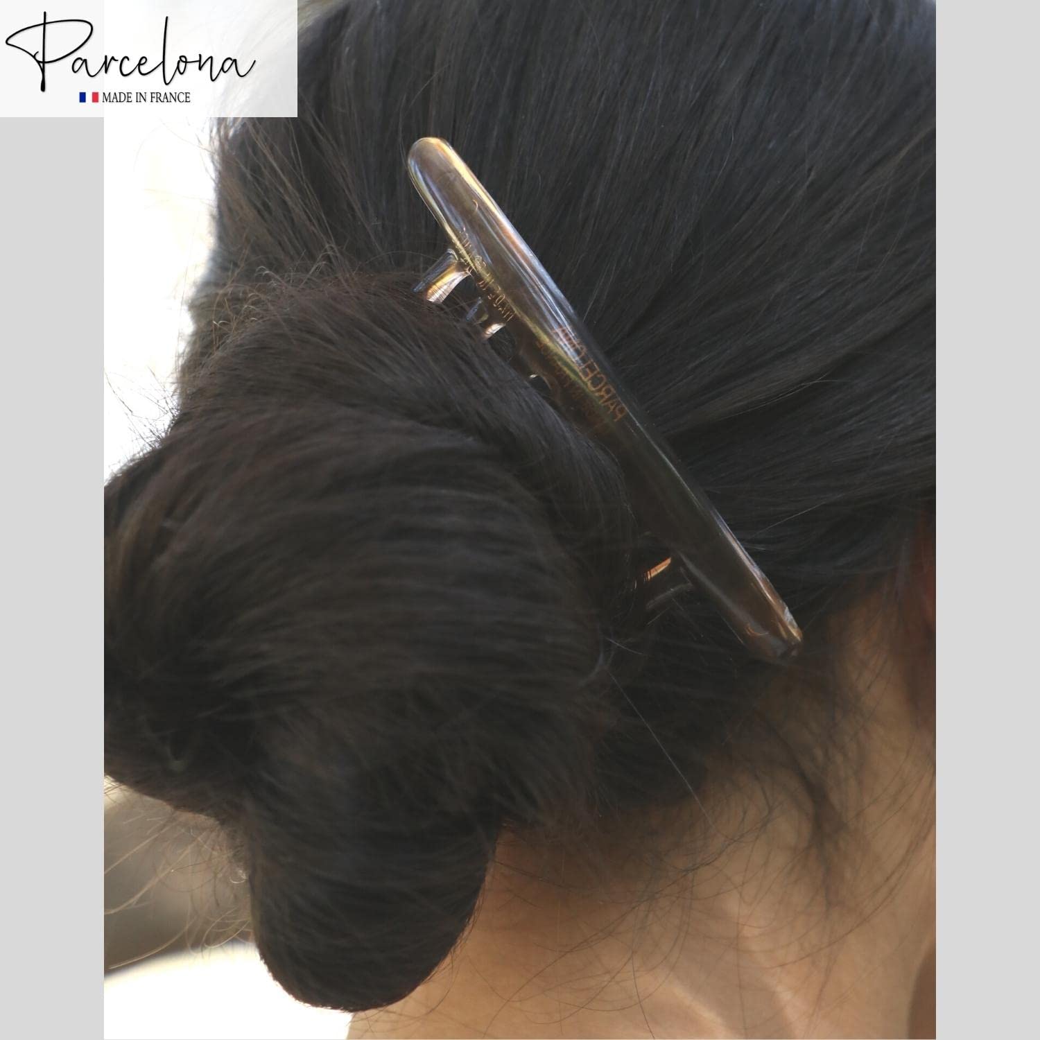 Parcelona French Twist 7 Teeth Large Cellulose Side Hair Combs for Women(2 Pcs)