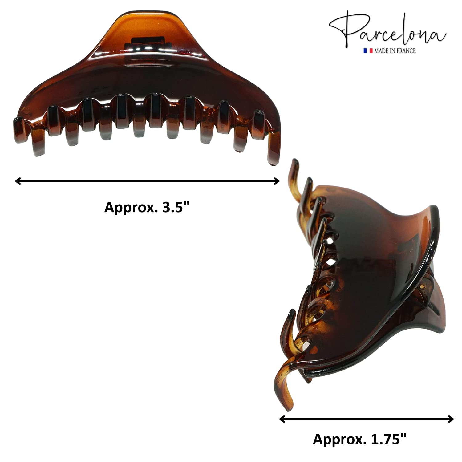 Parcelona French Boss Thin 3 1/2" Medium Cellulose Jaw Hair Claw for Women