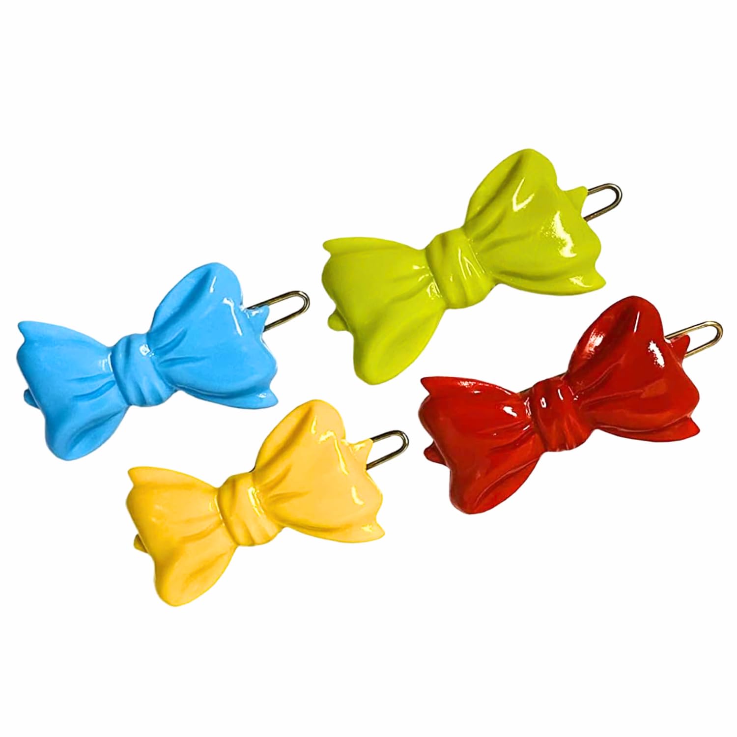 Parcelona French Ribbon Bow Small Cellulose Side Hair Barrettes for Women & Girls