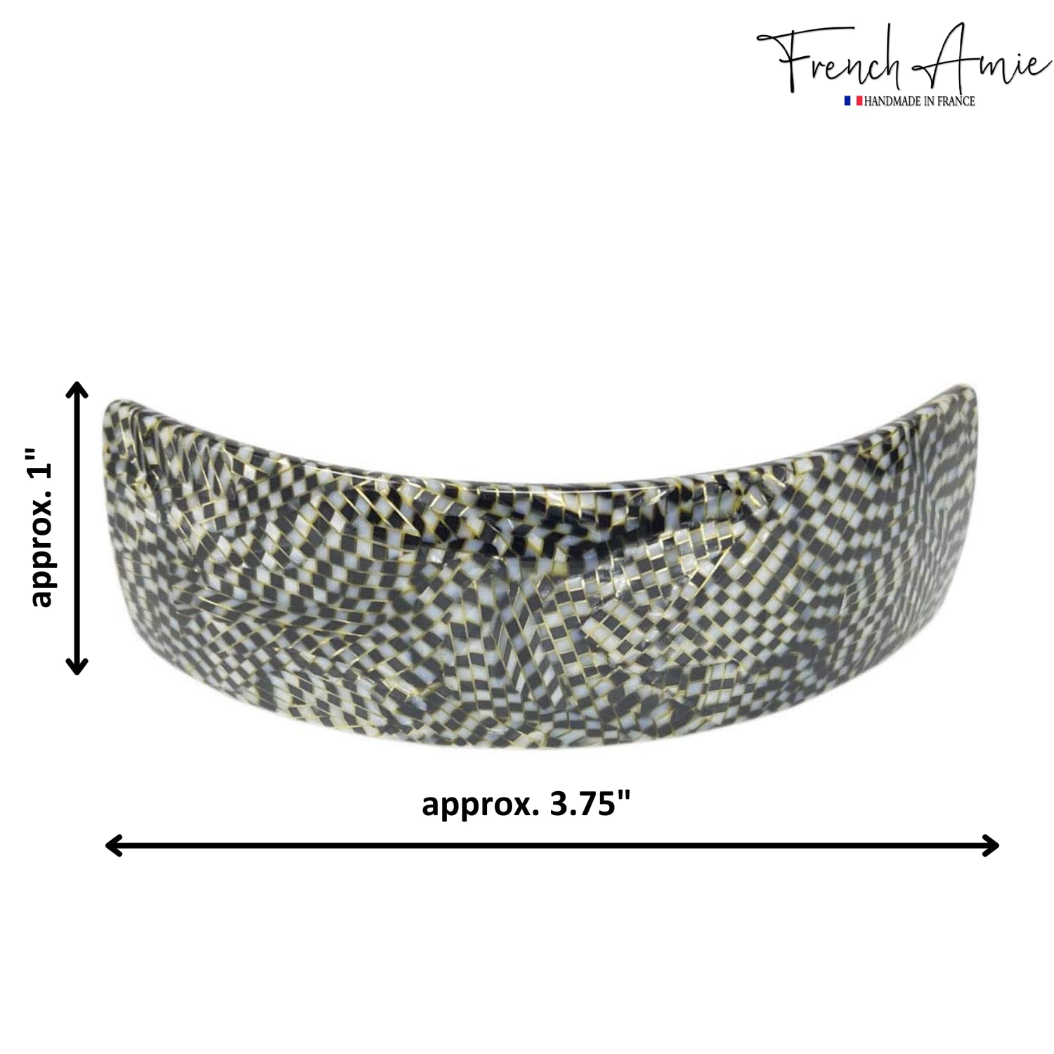 French Amie Handmade Curved Medium Automatic Strong Grip Hair Clip Barrette