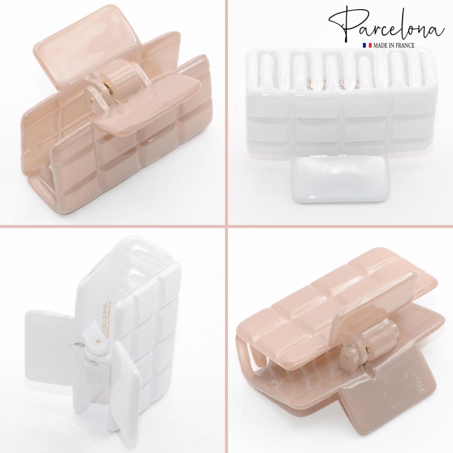 Parcelona French Checkered Small Cellulose Jaw Hair Claw Clamps for Women(2 Pcs)