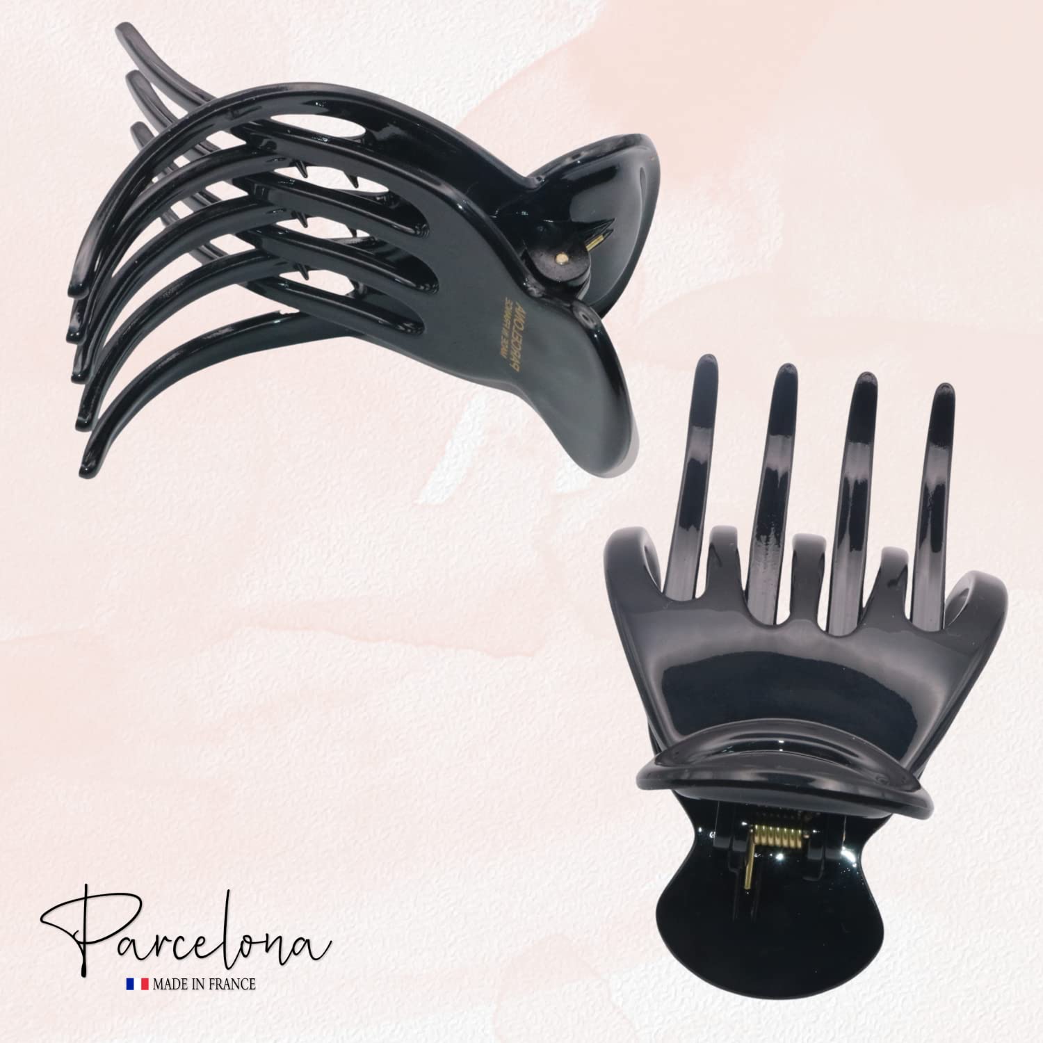 Parcelona French Basic Curved Paw Medium Cellulose Yoga Hair Claw for Women