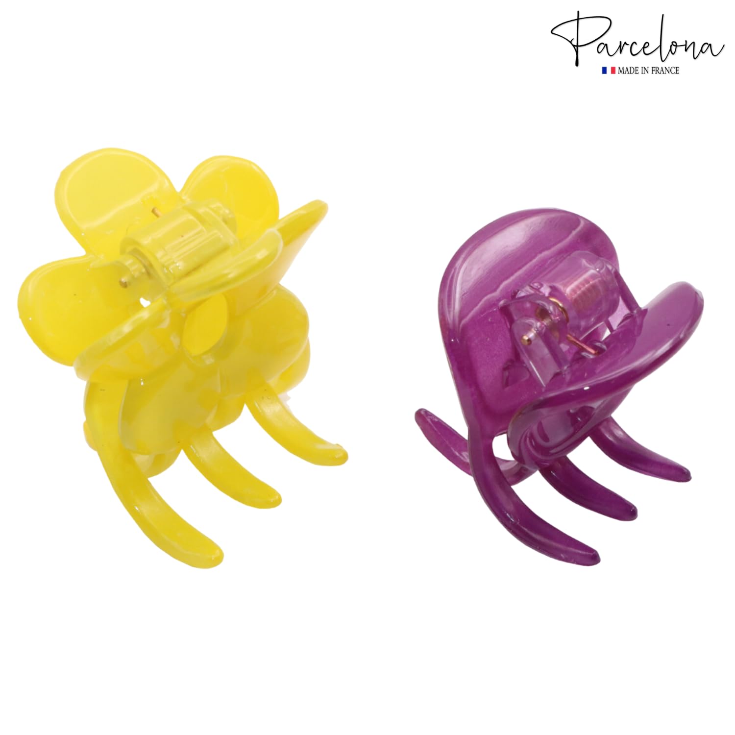 Parcelona French Classic Mini Yellow N Purple Cellulose Hair Claws for Women