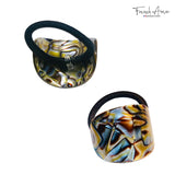 French Amie Curve Oval Celluloid Handmade Ponytail Elastic Hair Tie for Women