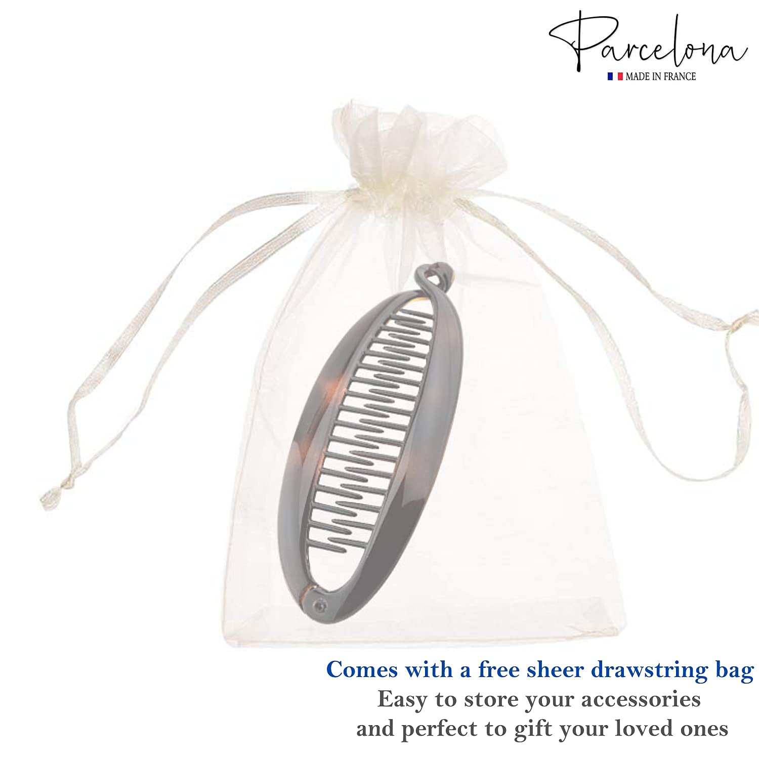 Parcelona French Large 5.5" Cellulose Ponytail Holder Banana Hair Clip for Women