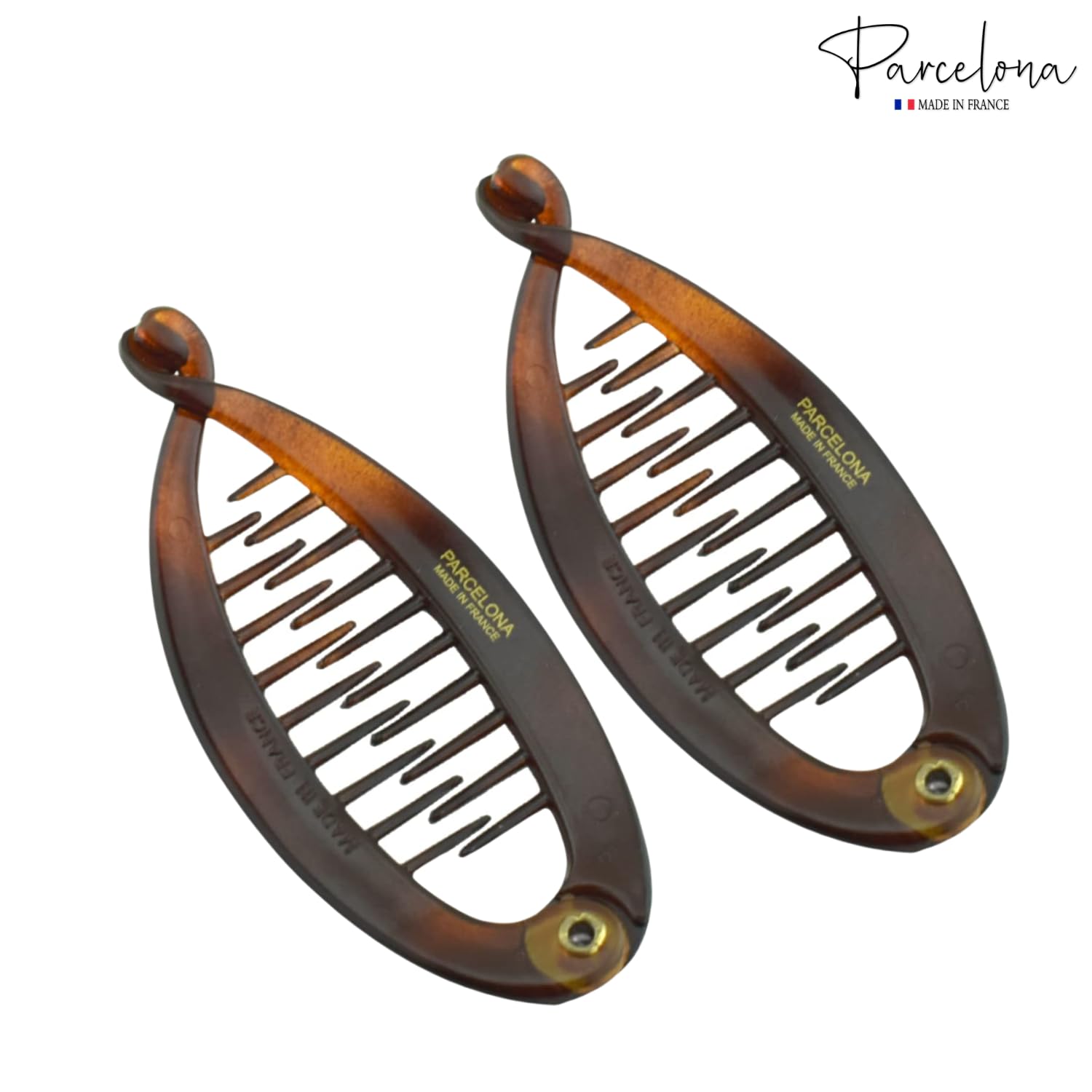 Parcelona French Effortless Mini Small Cellulose Banana Hair Clips(2 Pcs)